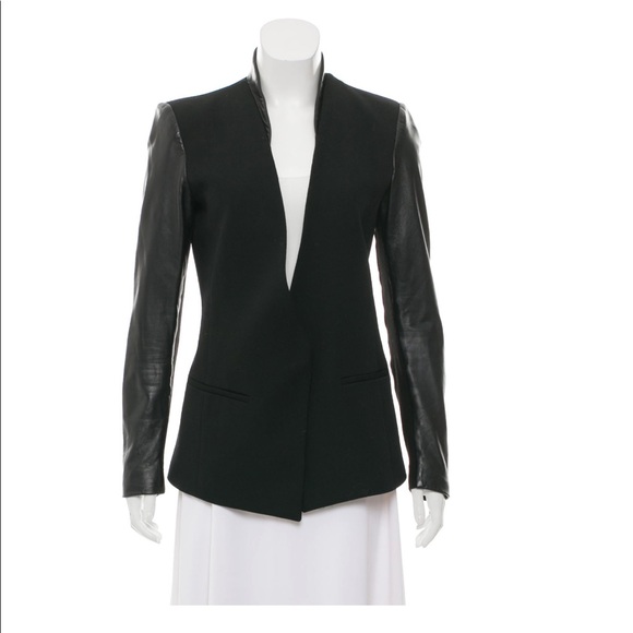 Helmut Lang Jackets & Blazers - Helmut Lang Wool & Leather Structured Blazer
